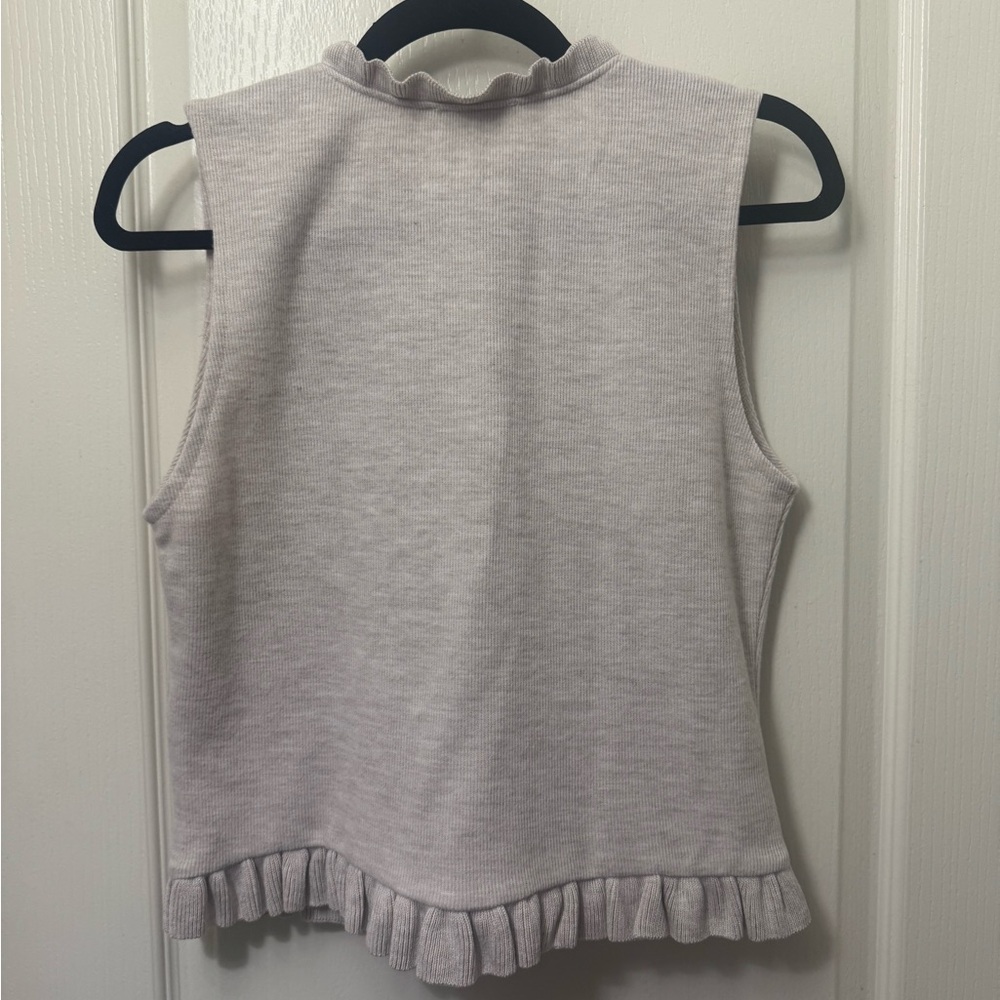 NWT Zara Button-Front Ruffle Trim Top - Picture 7 of 7